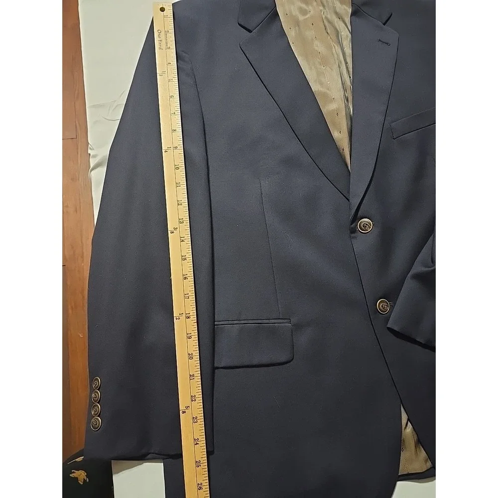 Joseph Feiss Gold Men Sport Coat 46S Dark Blue Wool Blazer Jacket Casual Classic